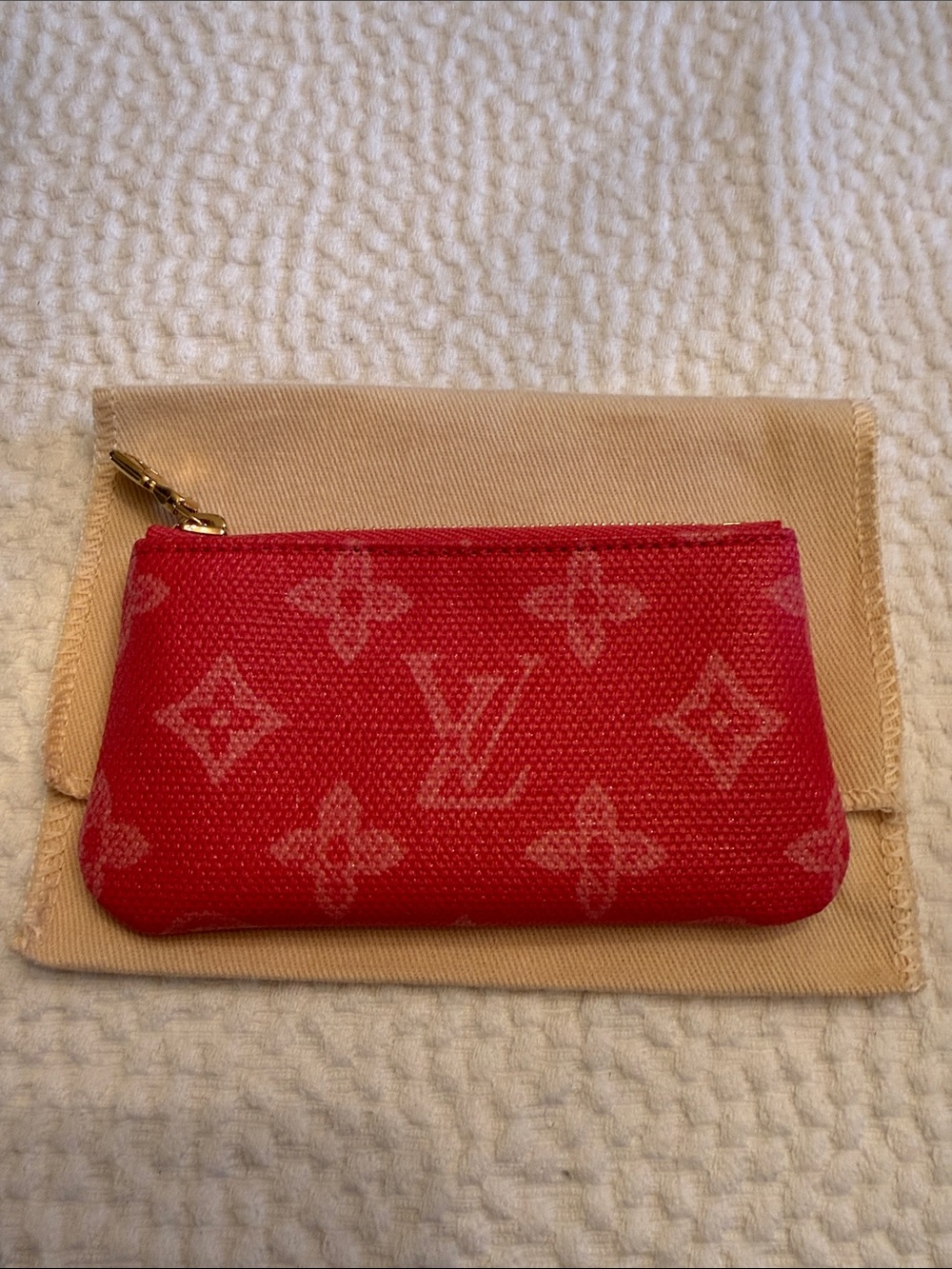 Louis Vuitton 130 Years of Monogram Canvas Key Pouch Gold-Tone Zip AUTHENTIC